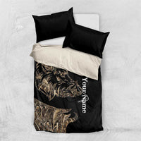 Personalized Boar Hunting Camouflage Bedding Set Wild Hog Silhouette and Black Tactical Camo - Wonder Print Shop