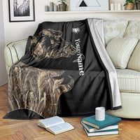 Personalized Boar Hunting Camouflage Blanket Wild Hog Silhouette and Black Tactical Camo - Wonder Print Shop