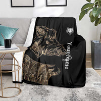 Personalized Boar Hunting Camouflage Blanket Wild Hog Silhouette and Black Tactical Camo - Wonder Print Shop