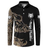 Personalized Boar Hunting Camouflage Button Sweatshirt Wild Hog Silhouette and Black Tactical Camo - Wonder Print Shop