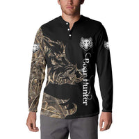 Personalized Boar Hunting Camouflage Button Sweatshirt Wild Hog Silhouette and Black Tactical Camo - Wonder Print Shop