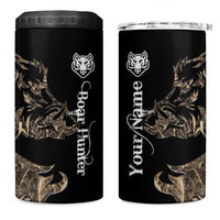 Personalized Boar Hunting Camouflage 4 in 1 Can Cooler Tumbler Wild Hog Silhouette and Black Tactical Camo - Wonder Print Shop