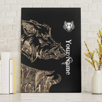 Personalized Boar Hunting Camouflage Canvas Wall Art Wild Hog Silhouette and Black Tactical Camo - Wonder Print Shop