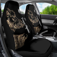 Personalized Boar Hunting Camouflage Car Seat Cover Wild Hog Silhouette and Black Tactical Camo - Wonder Print Shop