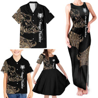 Personalized Boar Hunting Camouflage Family Matching Tank Maxi Dress and Hawaiian Shirt Wild Hog Silhouette and Black Tactical Camo - Wonder Print Shop
