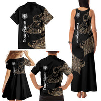 Personalized Boar Hunting Camouflage Family Matching Tank Maxi Dress and Hawaiian Shirt Wild Hog Silhouette and Black Tactical Camo - Wonder Print Shop