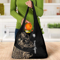Personalized Boar Hunting Camouflage Grocery Bag Wild Hog Silhouette and Black Tactical Camo - Wonder Print Shop