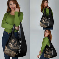 Personalized Boar Hunting Camouflage Grocery Bag Wild Hog Silhouette and Black Tactical Camo - Wonder Print Shop