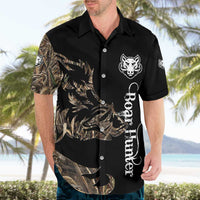 Personalized Boar Hunting Camouflage Hawaiian Shirt Wild Hog Silhouette and Black Tactical Camo - Wonder Print Shop