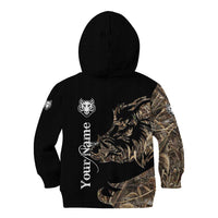 Personalized Boar Hunting Camouflage Kid Hoodie Wild Hog Silhouette and Black Tactical Camo - Wonder Print Shop