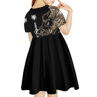 Personalized Boar Hunting Camouflage Kid Short Sleeve Dress Wild Hog Silhouette and Black Tactical Camo - Wonder Print Shop