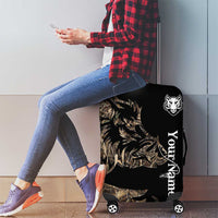 Personalized Boar Hunting Camouflage Luggage Cover Wild Hog Silhouette and Black Tactical Camo - Wonder Print Shop