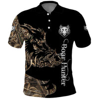 Personalized Boar Hunting Camouflage Polo Shirt Wild Hog Silhouette and Black Tactical Camo - Wonder Print Shop
