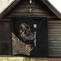 Personalized Boar Hunting Camouflage Quilt Wild Hog Silhouette and Black Tactical Camo - Wonder Print Shop
