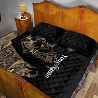 Personalized Boar Hunting Camouflage Quilt Bed Set Wild Hog Silhouette and Black Tactical Camo - Wonder Print Shop