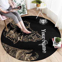 Personalized Boar Hunting Camouflage Round Carpet Wild Hog Silhouette and Black Tactical Camo - Wonder Print Shop