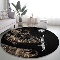 Personalized Boar Hunting Camouflage Round Carpet Wild Hog Silhouette and Black Tactical Camo - Wonder Print Shop
