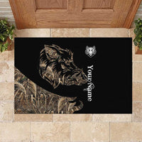 Personalized Boar Hunting Camouflage Rubber Doormat Wild Hog Silhouette and Black Tactical Camo - Wonder Print Shop