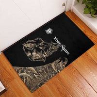 Personalized Boar Hunting Camouflage Rubber Doormat Wild Hog Silhouette and Black Tactical Camo - Wonder Print Shop
