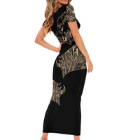 Personalized Boar Hunting Camouflage Short Sleeve Bodycon Dress Wild Hog Silhouette and Black Tactical Camo - Wonder Print Shop