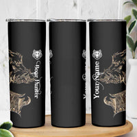 Personalized Boar Hunting Camouflage Skinny Tumbler Wild Hog Silhouette and Black Tactical Camo - Wonder Print Shop
