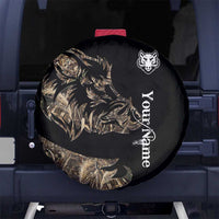 Personalized Boar Hunting Camouflage Spare Tire Cover Wild Hog Silhouette and Black Tactical Camo - Wonder Print Shop