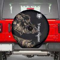 Personalized Boar Hunting Camouflage Spare Tire Cover Wild Hog Silhouette and Black Tactical Camo - Wonder Print Shop
