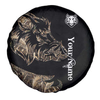 Personalized Boar Hunting Camouflage Spare Tire Cover Wild Hog Silhouette and Black Tactical Camo - Wonder Print Shop