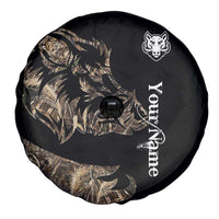 Personalized Boar Hunting Camouflage Spare Tire Cover Wild Hog Silhouette and Black Tactical Camo - Wonder Print Shop