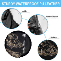 Personalized Boar Hunting Camouflage Spare Tire Cover Wild Hog Silhouette and Black Tactical Camo - Wonder Print Shop