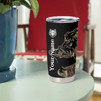 Personalized Boar Hunting Camouflage Tumbler Cup Wild Hog Silhouette and Black Tactical Camo - Wonder Print Shop