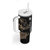 Personalized Boar Hunting Camouflage Tumbler With Handle Wild Hog Silhouette and Black Tactical Camo - Wonder Print Shop
