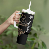 Personalized Boar Hunting Camouflage Tumbler With Handle Wild Hog Silhouette and Black Tactical Camo - Wonder Print Shop