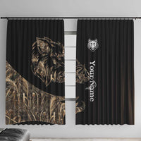 Personalized Boar Hunting Camouflage Window Curtain Wild Hog Silhouette and Black Tactical Camo - Wonder Print Shop