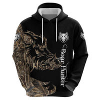 Personalized Boar Hunting Camouflage Zip Hoodie Wild Hog Silhouette and Black Tactical Camo - Wonder Print Shop
