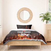 Personalized Bowling Ball and Pins Bedding Set Fiery Motion Trail and Spark Effect Design - Wonder Print Shop