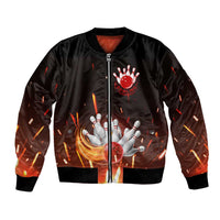 Personalized Bowling Ball and Pins Bomber Jacket Fiery Motion Trail and Spark Effect Design - Wonder Print Shop