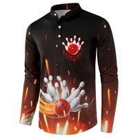 Personalized Bowling Ball and Pins Button Sweatshirt Fiery Motion Trail and Spark Effect Design - Wonder Print Shop