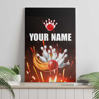 Personalized Bowling Ball and Pins Canvas Wall Art Fiery Motion Trail and Spark Effect Design - Wonder Print Shop