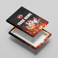 Personalized Bowling Ball and Pins Canvas Wall Art Fiery Motion Trail and Spark Effect Design - Wonder Print Shop