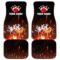 Personalized Bowling Ball and Pins Car Mats Fiery Motion Trail and Spark Effect Design - Wonder Print Shop