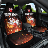 Personalized Bowling Ball and Pins Car Seat Cover Fiery Motion Trail and Spark Effect Design - Wonder Print Shop