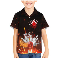 Personalized Bowling Ball and Pins Family Matching Mermaid Dress and Hawaiian Shirt Fiery Motion Trail and Spark Effect Design - Wonder Print Shop