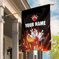 Personalized Bowling Ball and Pins Garden Flag Fiery Motion Trail and Spark Effect Design - Wonder Print Shop