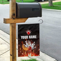 Personalized Bowling Ball and Pins Garden Flag Fiery Motion Trail and Spark Effect Design - Wonder Print Shop