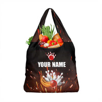 Personalized Bowling Ball and Pins Grocery Bag Fiery Motion Trail and Spark Effect Design - Wonder Print Shop