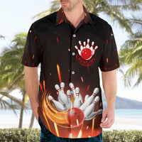 Personalized Bowling Ball and Pins Hawaiian Shirt Fiery Motion Trail and Spark Effect Design - Wonder Print Shop