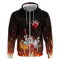 Personalized Bowling Ball and Pins Hoodie Fiery Motion Trail and Spark Effect Design - Wonder Print Shop