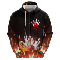 Personalized Bowling Ball and Pins Hoodie Fiery Motion Trail and Spark Effect Design - Wonder Print Shop
