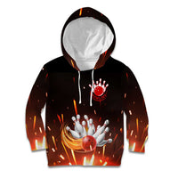 Personalized Bowling Ball and Pins Kid Hoodie Fiery Motion Trail and Spark Effect Design - Wonder Print Shop